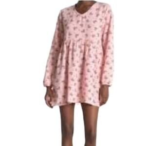 Ceny pink ditzy floral baby doll flowy boho mini dress size SMALL